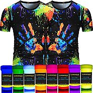 Luminous Fabric & Textile UV Paint - Set of 8 Textile Neon Black Light Glow Paints - Fluorescent Clothing Colors – Vi...
