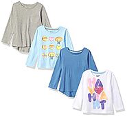 Spotted Zebra Girls' Toddler Long-Sleeve T-Shirts, 4-Pack Basketball Heart, 2T