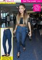 Ariana Grande Look in High Wasited Jeans on Airport -