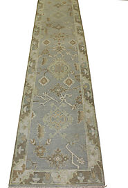 Buy 13 ft. & Longer Runner Oushak Rugs Grey / Ivory Fine Hand Knotted Wool Area Rug MR023770 | Monarch Rugs