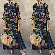 US $5.61 15% OFF|Hirigin Boho Womens Maxi Dress Ladies Summer Short Sleeve Long Kaftan Sundress Plus Size|Dresses| - ...
