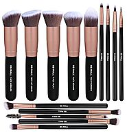 BS-MALL Makeup Brushes Premium Synthetic Foundation Powder Concealers Eye Shadows Makeup 14 Pcs Brush Set, Rose Golde...