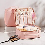 BEGIN MAGIC Travel Makeup Case Pink Makeup Bags Organzier Leather Cosmetic Bag Portable Waterproof Makeup Brushes Org...