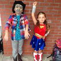 The dynamic duo, zombie cowboy x wonder women. props to mom for the cool get ups.