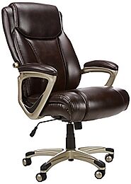 AmazonBasics Big & Tall Executive Computer Desk Chair, Brown with Pewter Finish
