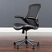 Flash Furniture Desk Chair with Wheels | Swivel Chair with Mid-Back Black Mesh and LeatherSoft Seat for Home Office a...