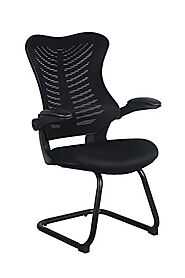 Office Factor Reception Guest Chairs with Flip Up Arms – Comfortable Mesh, Ergonomic Contour, Flippable Armrests – Mo...
