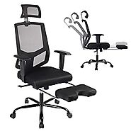 Office Chair Mesh Executive Chair Adjustable Armrest/Headrest Rotating Chair with Footrest Lounge Chair