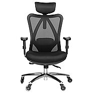 Duramont Ergonomic Adjustable Office Chair with Lumbar Support and Rollerblade Wheels - High Back with Breathable Mes...