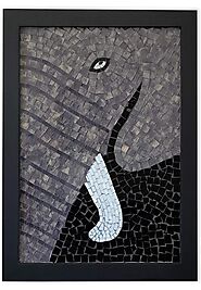 DecorShore 32 Inch Elephant Print Wall Art & Glass Mosaic Decorative Wall Art