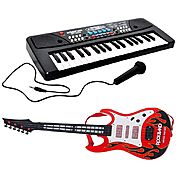 Buy SKYLER COLLECTION Combo of 37 Key Piano Keyboard Toy with DC Power Option; Recording and Mic with Musical Guitar ...
