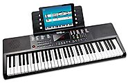 RockJam 61 Portable Electronic Keyboard with Key Note Stickers, Power Supply and Simply Piano App Content, (RJ361)