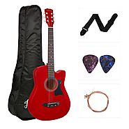 Juârez Acoustic Guitar, 38 Inch Cutaway, JRZ38C with Bag, Strings, Pick and Strap, Red: Amazon.in: Musical Instruments