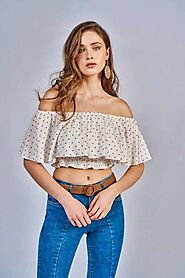 Buy white crop top for INR 1,399 with AND