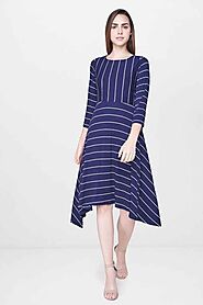 Get 60% off on urban-classic navy dress for women with AND