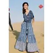 Shop Blue Gharara Casual Jumpsuit Online at INR 2,799 with Global Desi