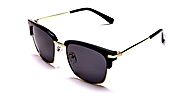 EYERONICA EB1- Browline Black & Gold Sunglasses | Specscart.®