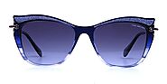 HARROCKS YE - Embellished Blue Sunglasses Cat Eye with Gold Temple