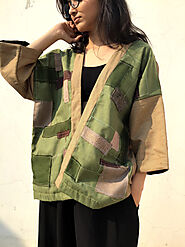 Buy Kimono jacket In Beige Online From Patch Over Patch at Ciceroni | Free Shipping