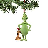 Grinch from Department 56 Flocked Grinch & Santa Max Ornament