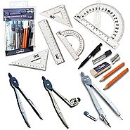 Mr. Pen Geometry Set with 6 Inch Swing Arm Protractor, Divider, Set Squares, Ruler, Compasses and Protractor, 15 Piec...