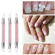 3pcs Silicone Double End Nail Art Carved Pen Hollow Engraving Painting Dotting Pens