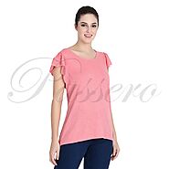 Passero Pink Ruffle Sleeve Top | Formal & Casual Wear Top For Women