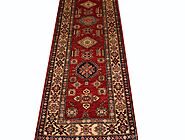 Buy 10 ft. Runner Kazak Rugs Red / Ivory Fine Hand Knotted Wool Area Rug MR023910 | Monarch Rugs