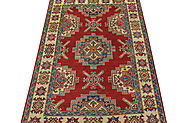 Buy 3x5 Kazak Rugs Red / Ivory Fine Hand Knotted Wool Area Rug MR024540 | Monarch Rugs