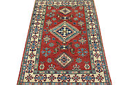 Buy 3x5 Kazak Rugs Red / Ivory Fine Hand Knotted Wool Area Rug MR024536 | Monarch Rugs