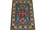 Buy 2X3 Kazak Rugs Lt.Blue / Ivory Fine Hand Knotted Wool Area Rug MR024532 | Monarch Rugs