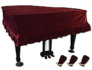 NKTM Pleuche Grand Piano Cover Bordered Dust Protective Cover Cloth 65 x 59 x 20in