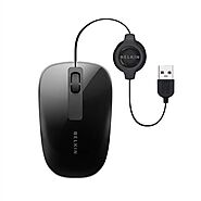 Belkin F5L051-BGP Retractable Comfort Mouse - Black/Graphite
