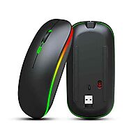 Muvit Wireless 2.4Ghz Rechargeable Mouse 1600 DPI Ultra-Thin Ergonomic Portable Optical Charging Mice (Black)