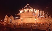 Temple at night during Esala Perahara (procession)