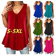 US $8.21 27% OFF|Plus Size S 5XL 2019 New Summer T Shirts Women Sexy Sleeveless V Neck Casual Tank T shirt Tops Large...