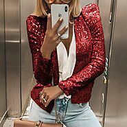 US $17.62 18% OFF|Sequins Jackets Glitter Night Club Long Sleeve Women Coat Fashion Gold Sliver Slim Autumn Shining J...