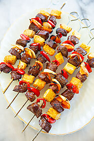Sweet Tropical Teriyaki Beef Kabobs | The Kitchen Magpie