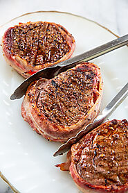 Bacon Wrapped Grilled Filet Mignon | The Kitchen Magpie
