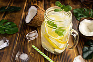 Coconut water with lemon and mint