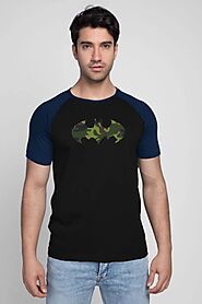 Shop Batman Camo Half Sleeve Raglan T-Shirt (BML) Navy Blue-Black-Back Shop Batman Camo Half Sleeve Raglan T-Shirt (B...
