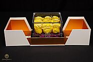 9 Yellow Roses in an Acrylic Showcase. Preserved Long-lasting Flower Beautiful Crocodile Embossed Box. Real Roses Las...