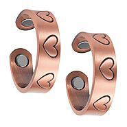 Set of Two - Love Heart Copper Magnetic Rings
