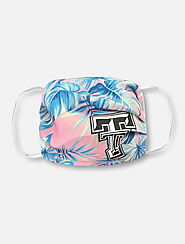 Texas Tech Red Raiders Face mask In Pink Palm With Black and White Double T