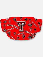 Texas Tech Red Raiders Face Mask in RED REPEATING Texas Tech and Logos Face Mask