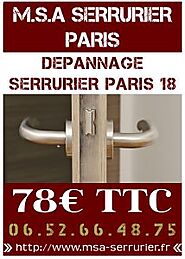 Serrurier Paris 18 - Ouverture Paris 18 - Jour et Nuit 78€