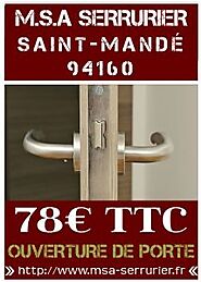 Serrurier Saint Mandé - M.S.A - Serrurier 94160 - 78€