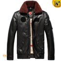 Mens Fur Leather Biker Jacket Flight Jacket CW850330