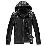 Cwmalls Mens Hooded Leather Jacket CW866101