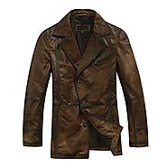 Cwmalls Mens Vintage Leather Trench Coat CW819018